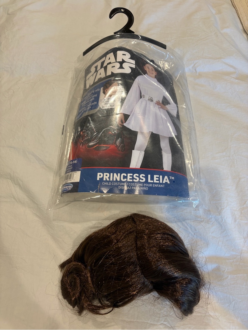 Star Wars Princess Leia Costume Set in White with Brown Wig